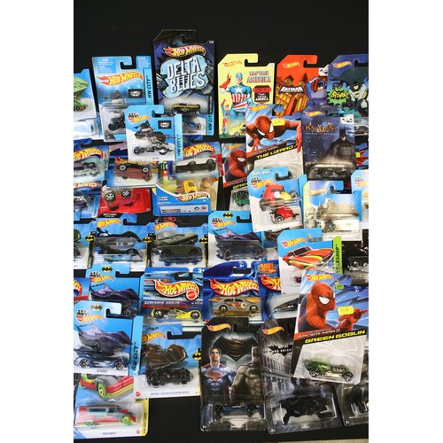 1080 - Hot Wheels - 90 Carded Hot Wheels diecast models featuring Mickey Mouse, Spider Man, Batman, Max Ste... 