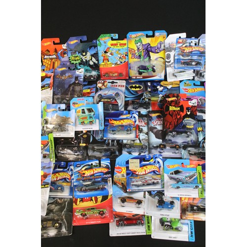 1080 - Hot Wheels - 90 Carded Hot Wheels diecast models featuring Mickey Mouse, Spider Man, Batman, Max Ste... 