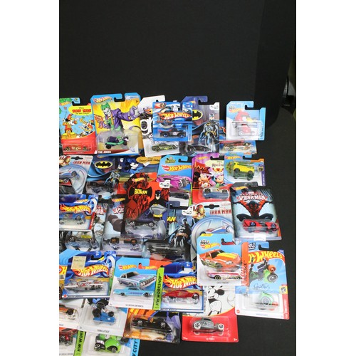 1080 - Hot Wheels - 90 Carded Hot Wheels diecast models featuring Mickey Mouse, Spider Man, Batman, Max Ste... 