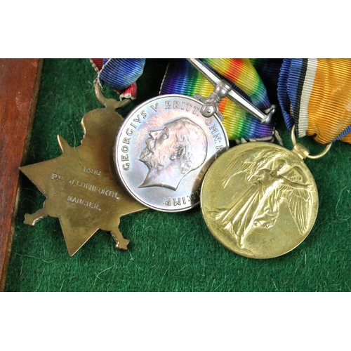 102 - A British World War One full size medal trio to include the Victory medal, the 1914-1918 British War... 