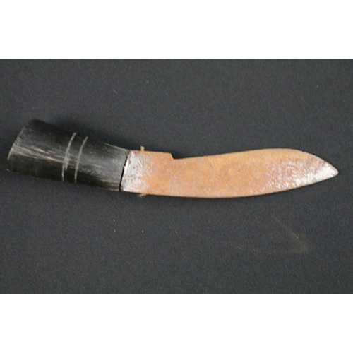 104 - A vintage Gurkha Kukri knife complete with scabbard adorned with two Royal Marines badges.