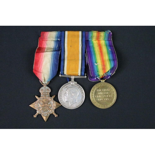 92 - A British World War One full size medal trio comprising of the 1914-15 Star, 1914-1918 British War M... 