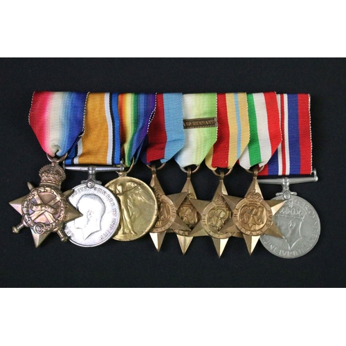 95 - A British full size World War One & World War Two medal group of eight to include the 1914-15 star, ... 