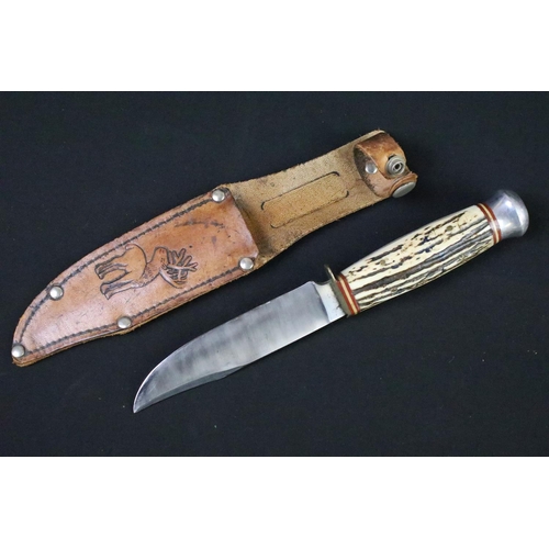 101 - A collection of six vintage sheath knives to include a Milbro examples together with a small group o... 