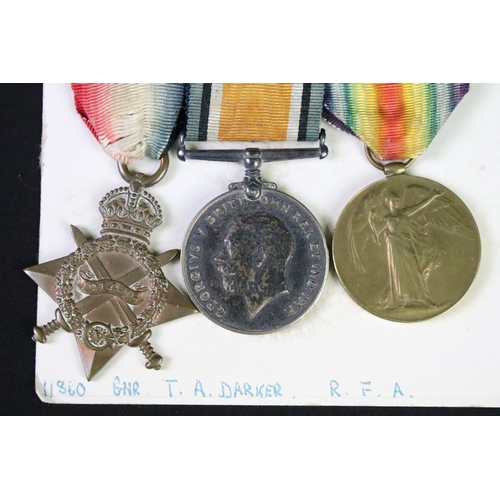 105 - A full size British World War One medal trio to include the 1914-1915 star medal, the British War Me... 