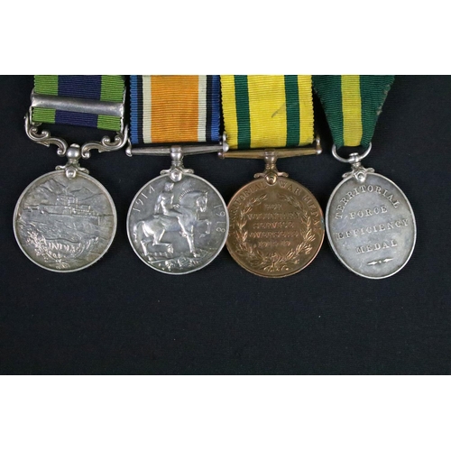 150 - First World War full size British service medal group to include territorial force efficiency medal ... 