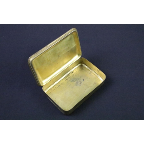 223 - A British World War One Christmas 1914 Princess Mary brass gift tin together with two braided cloth ... 