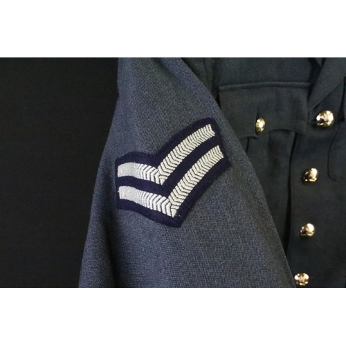 289 - A selection of British Royal Air Force / RAF uniform to include two jackets and an overcoat.