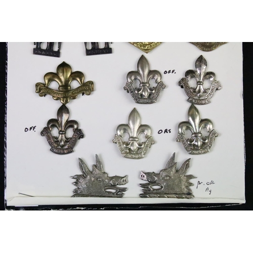 36 - A collection of Canadian military collar badges to include World War Two King Crown issues, brass, b... 