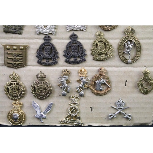 41 - A collection of British military regimental cap and collar badges to include the Army Service Corps,... 