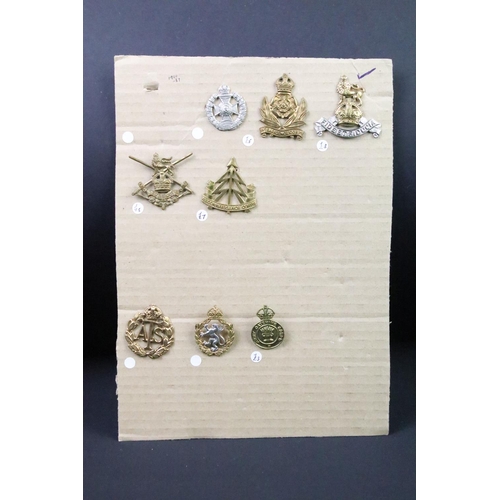 42 - A collection of British military regimental cap and collar badges to include the  King Somerset Ligh... 