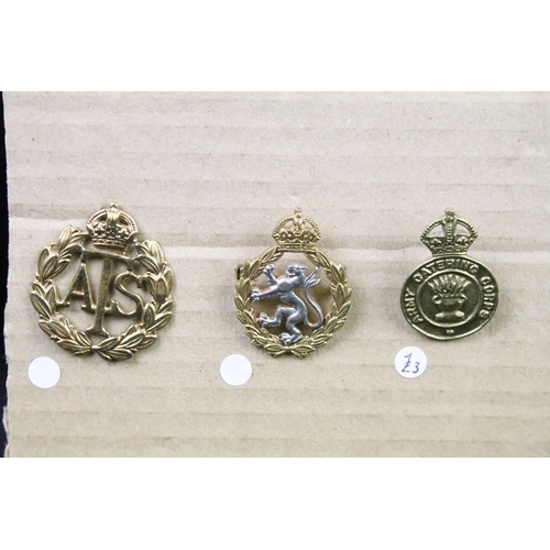 42 - A collection of British military regimental cap and collar badges to include the  King Somerset Ligh... 