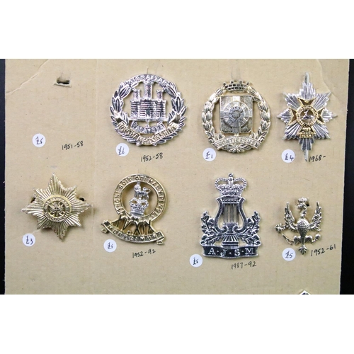 51 - A collection of mainly British military Regimental cap and collar badges to include the 9th Lancers,... 