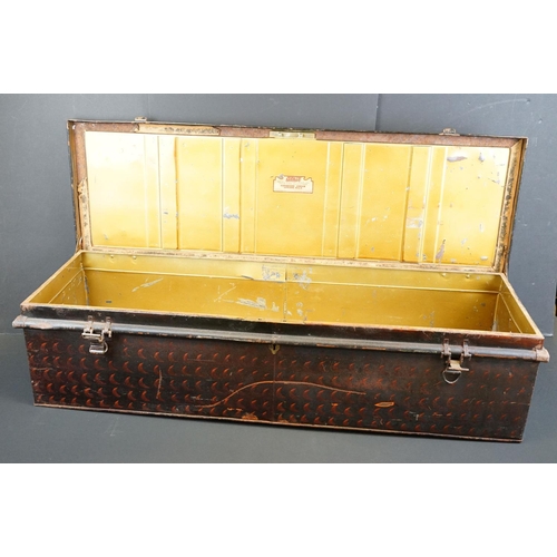 78 - A large early 20th century painted metal military storage trunk to the 4th battalion of the Lancashi... 