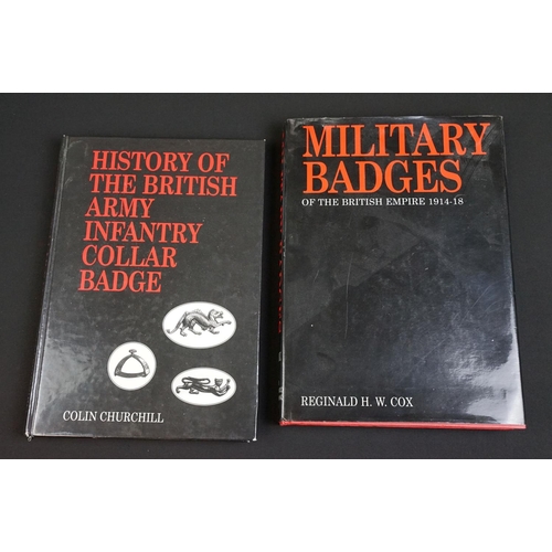 86 - A collection of four military reference books to include Canadian Badges by Daniel Mazeas, Military ... 