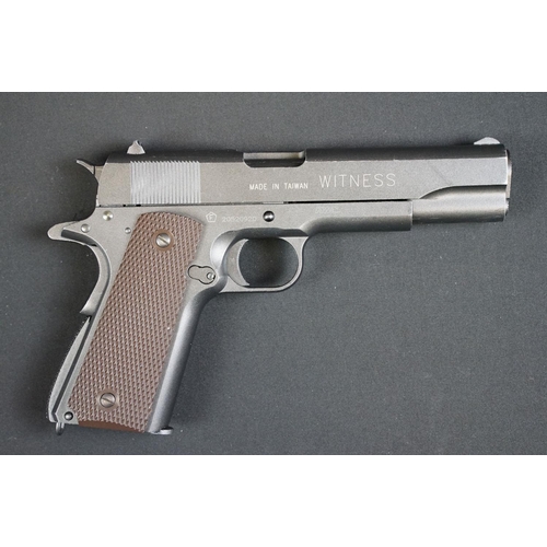 132 - A contemporary gas powered air pistol together with a Webley 4 x 20 telescopic sight.