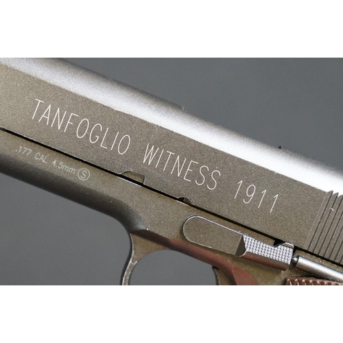 132 - A contemporary gas powered air pistol together with a Webley 4 x 20 telescopic sight.