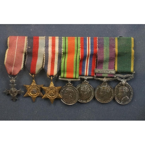 136 - Two British WW1 / WW2 miniature medal group to include a World War One Military Medal group and a Wo... 