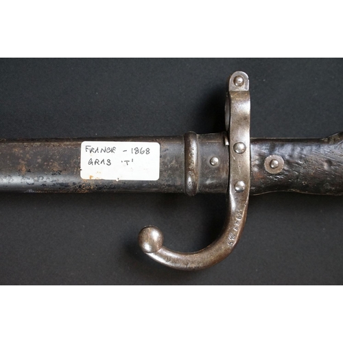 175 - A French 1868 Grass Bayonet together with scabbard.