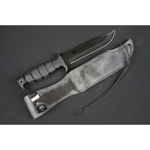 196 - A Contemporary survival knife together with leather scabbard.