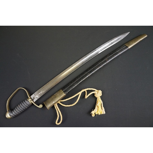 207 - A Victorian Customs / Constabulary type short sword complete with leather scabbard.