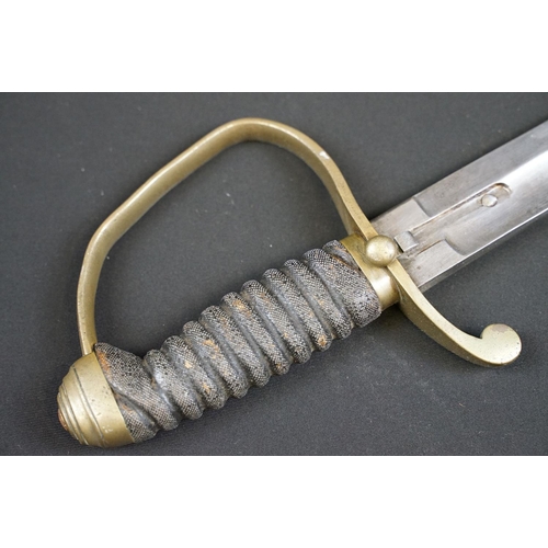 207 - A Victorian Customs / Constabulary type short sword complete with leather scabbard.