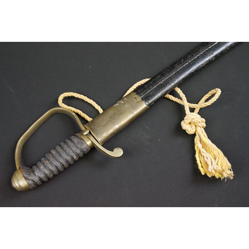 207 - A Victorian Customs / Constabulary type short sword complete with leather scabbard.