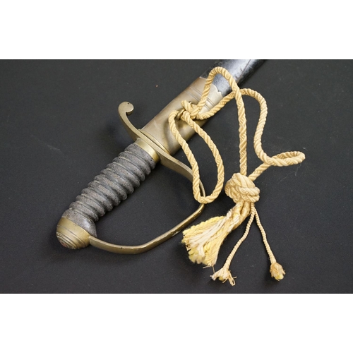 207 - A Victorian Customs / Constabulary type short sword complete with leather scabbard.