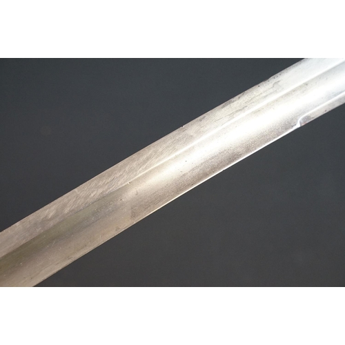 207 - A Victorian Customs / Constabulary type short sword complete with leather scabbard.