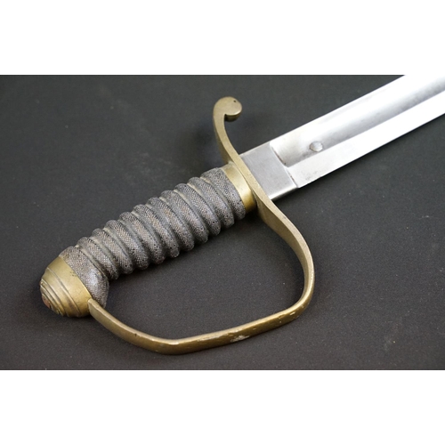 207 - A Victorian Customs / Constabulary type short sword complete with leather scabbard.