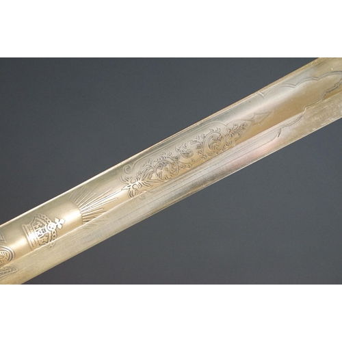 214 - A British Victorian Infantry officers sword, VRI cypher to the brass guard, complete with scabbard.