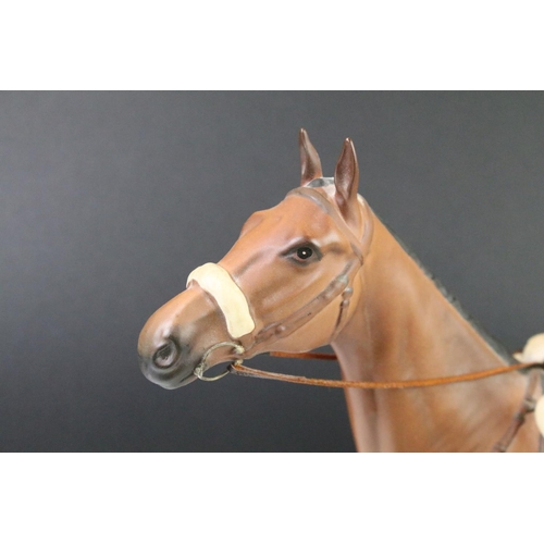 11 - Beswick 'Red Rum' connoisseur model racehorse & jockey, raised on an oblong wooden base, approx 33cm... 