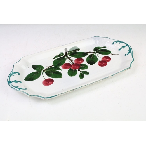 16 - 19th century Wemyss Pottery Rectangular Plate, hand painted with cherries, green hand painted mark t... 