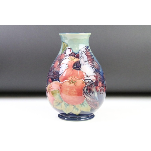 2 - Moorcroft pottery 'Pomegranate & Finches' baluster vase (approx 19cm high), together with a matching... 