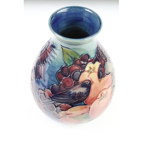 2 - Moorcroft pottery 'Pomegranate & Finches' baluster vase (approx 19cm high), together with a matching... 