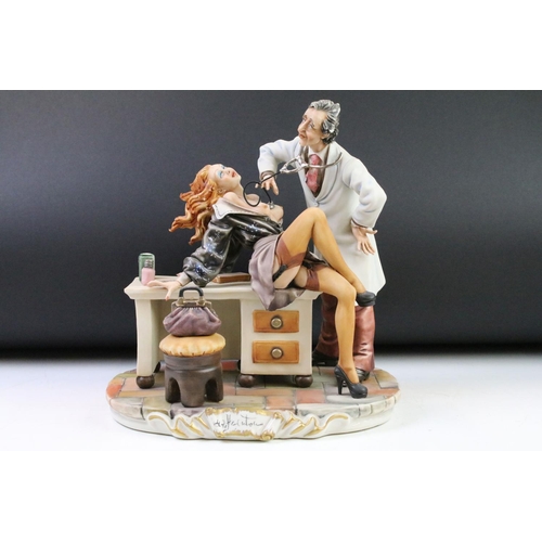 35 - Capodimonte figure group of a lady being examined by a doctor, approx 28cm high