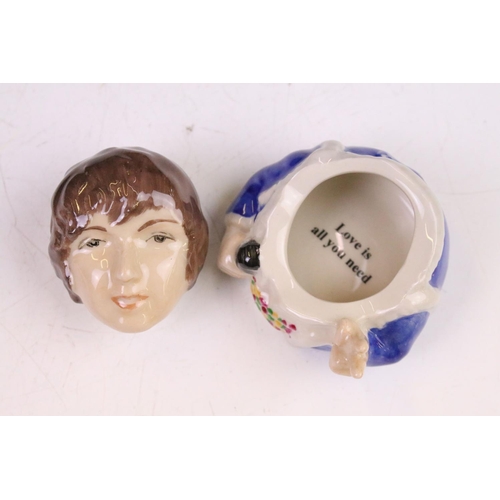 37 - Set of four Kevin Francis ' The Beatles ' face pots produced by Peggy Davies Ceramics featuring John... 