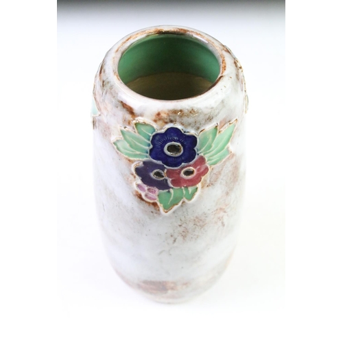 44 - Early 20th century Royal Doulton glazed stoneware vase with floral motifs, numbered 3714 to base, me... 