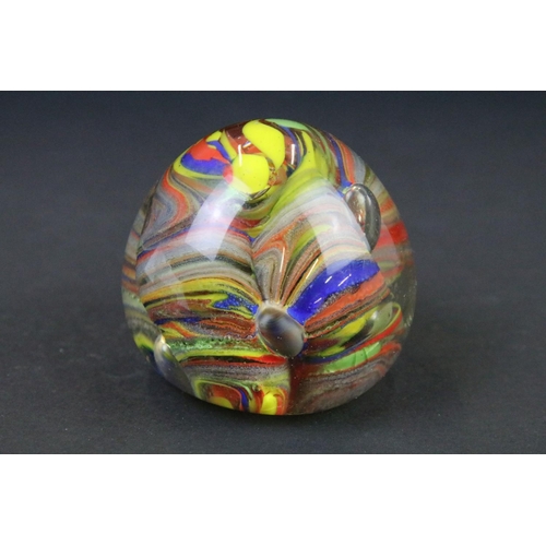 51 - Collection of ten 20th century glass paperweights to include two iridescent glass examples (swan & d... 