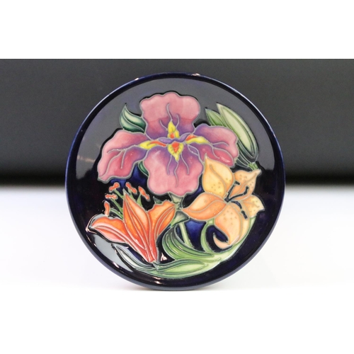 55 - Three Moorcroft pottery pin dishes to include Butterfly & Berries (signed to reverse), Pulsatilla & ... 