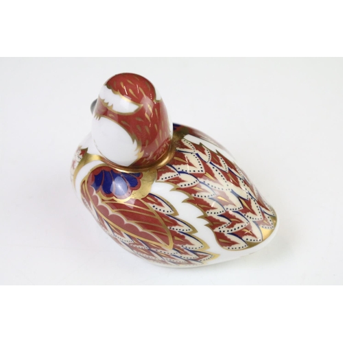 56 - Royal Crown Derby duck paperweight with gold stopper