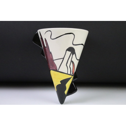 58 - Lorna Bailey for Old Ellgreave Pottery - ' House & Path ' porcelain wall pocket, approx 15.5cm long