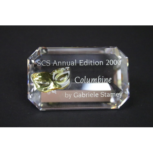 63 - Boxed Swarovski SCS 'Masquerade' Columbine (2000) figure, with name tablet & stand