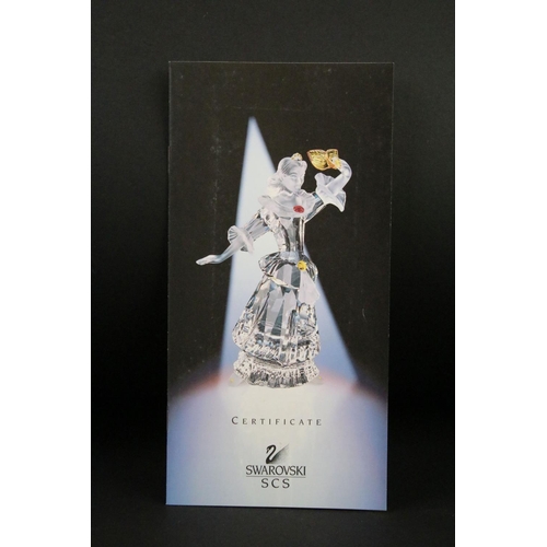 63 - Boxed Swarovski SCS 'Masquerade' Columbine (2000) figure, with name tablet & stand