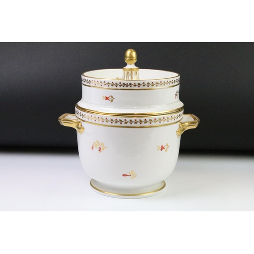 66 - Late 18th / early 19th Century Crown Derby ice pail and cover having twin handles, gilt detailing of... 