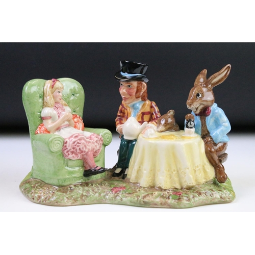 71 - Royal Doulton Beswick ware ' The Mad Hatter's Tea Party ' figurine group in original box with certif... 