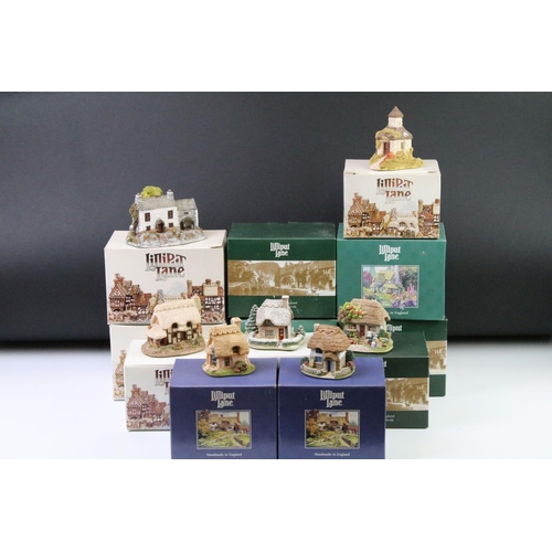 72 - Collection of boxed Lilliput lane cottages to include Nursery Cottage, All Saints Watermillock, Penn... 