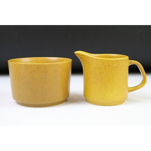 97 - J & G Meakin mottled yellow tea / coffee set, circa 1970's, to include teapot, coffee pot, 4 cups, 6... 