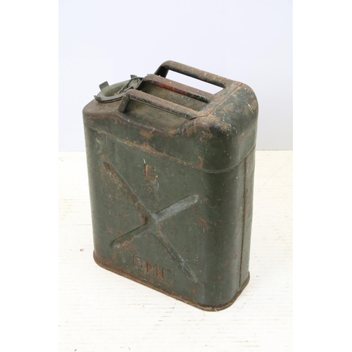 456 - OMC jerry can, green painted 46cm high