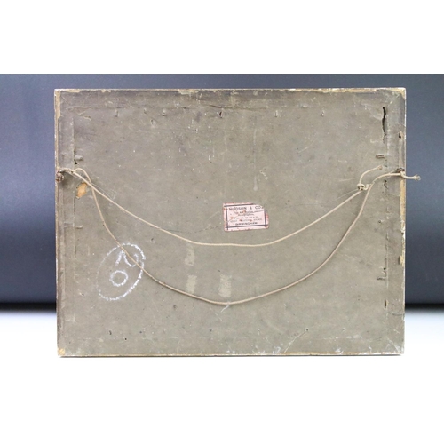 594 - English School, view of the River Wye and Tintern Abbey, watercolour, label verso for Hudson & Co Fi... 